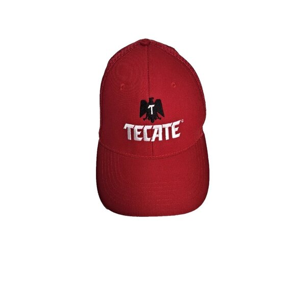 Tecate Mexican Beer Hat Trucker Cap Adjustable Snap back RED Embroidered Logo - Picture 2 of 6